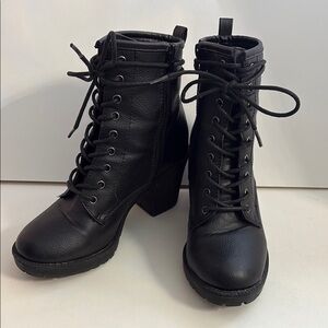 Women's Black Lace-Up Ankle Boots
